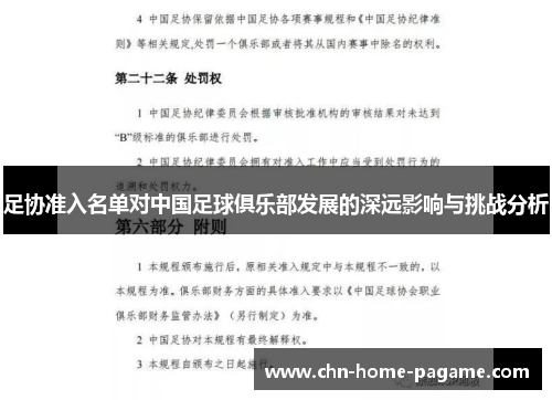 足协准入名单对中国足球俱乐部发展的深远影响与挑战分析